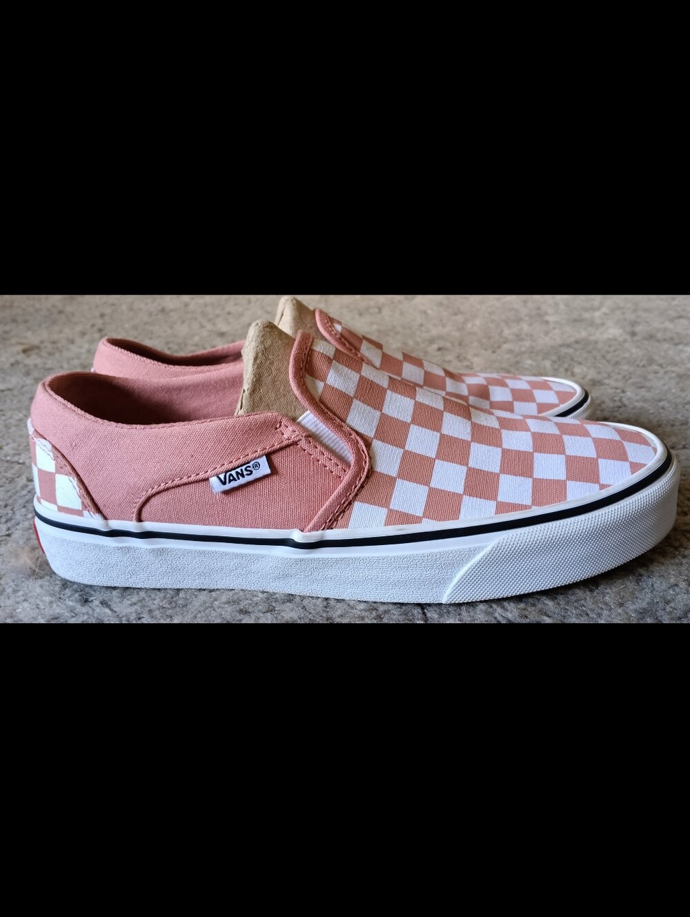 🖤 Vans Asher Checkerboard Canvas Slip on Sneakers Shoes Womens 7.5 Pink Peach - Picture 4 of 12